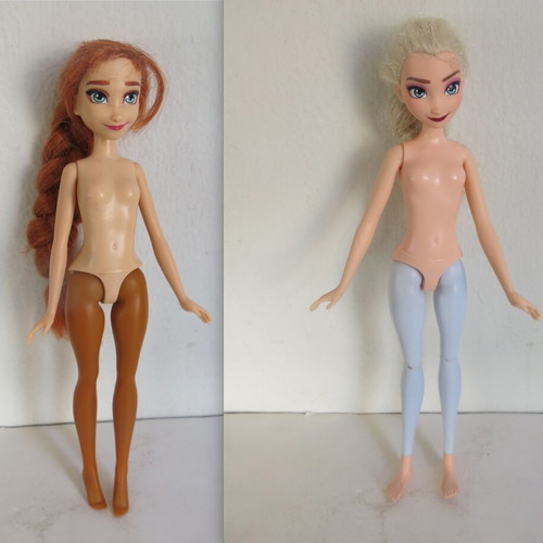 Frozen II Elsa and Anna dolls set used without clothes and accessories
