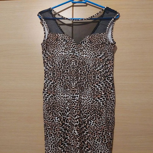 Animal print dress with black mesh, like new, size L