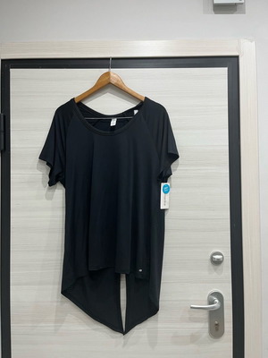 Women's blouse new, asymmetrical with cross fabric, size XL