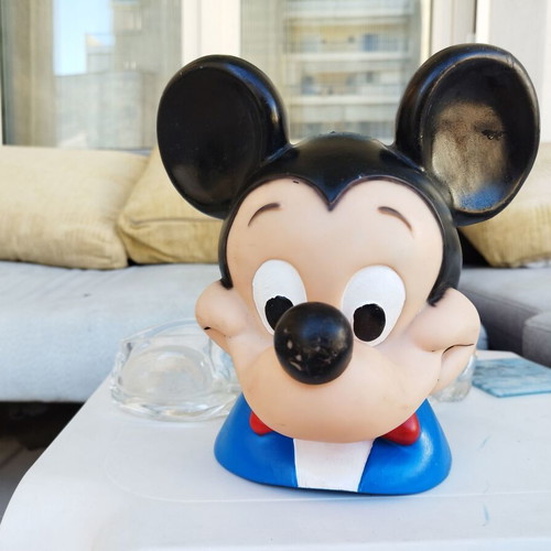 Plastic Mickey Mouse vintage piggy bank used 1971