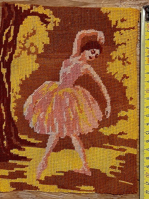 Ballerina embroidery artwork 17x22.5 cm, vintage