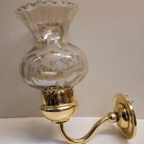 Vintage blown glass lamp shade like new, crystallized 1970s-80s