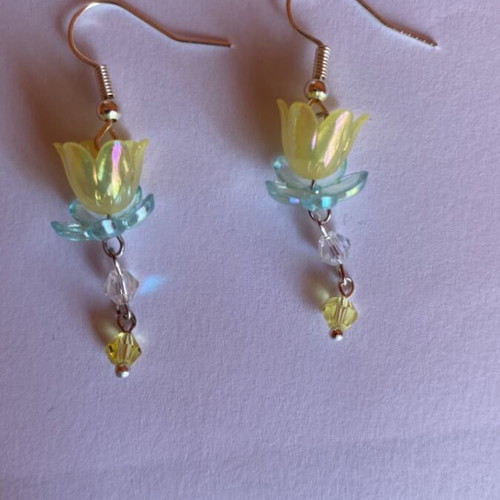 Handmade earrings turquoise and yellow inspired by Barbie Fairytopia