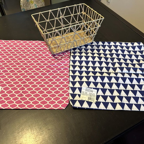 Cotton pillowcases set of 2 new with metal organizer basket