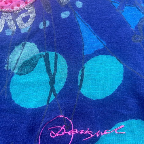 Desigual Vintage Y2K Boho Floral Sequined T-shirt Size XS like new