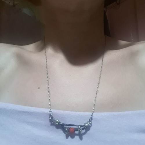 Vintage silver pendant 950 with black coral used