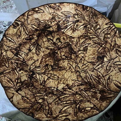 IVV serving platter made in Italy handpainted 40cm like new, gold brown