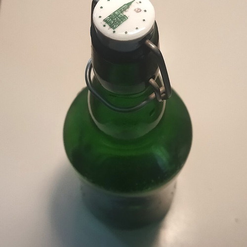 Vintage collectible beer bottles used, 4 pieces with porcelain caps