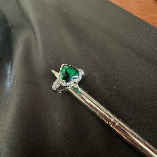 Emerald ring adjustable stainless steel new