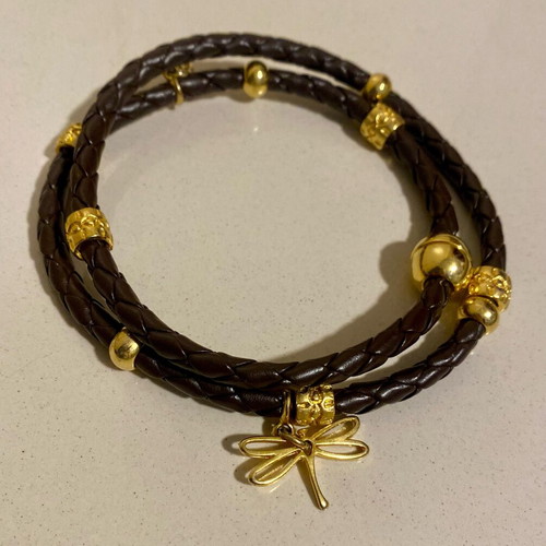 Bijou Brigitte necklace new, leather with gold decorations