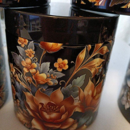 Set of 5 storage containers 500g hand-decorated new
