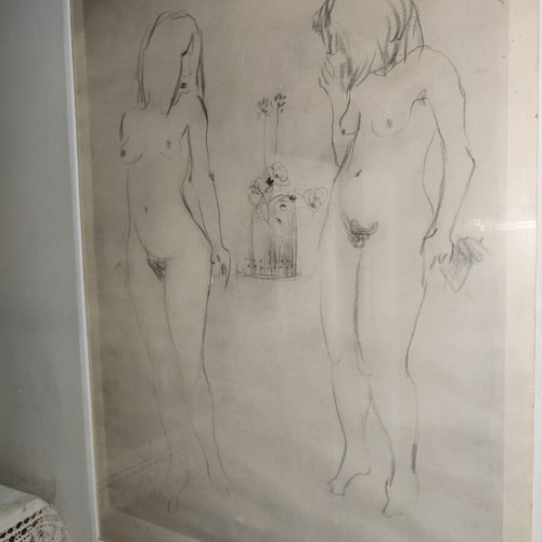 Pavlos Moschidis drawing used, signed, 50x70 cm