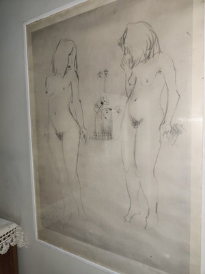 Pavlos Moschidis drawing used, signed, 50x70 cm