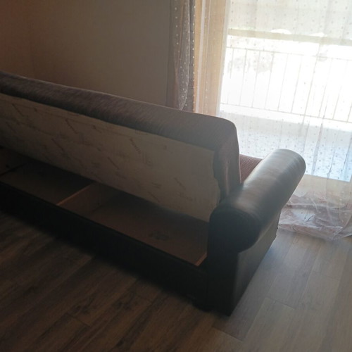 Sofa set with storage, kitchen, and microwave oven like new
