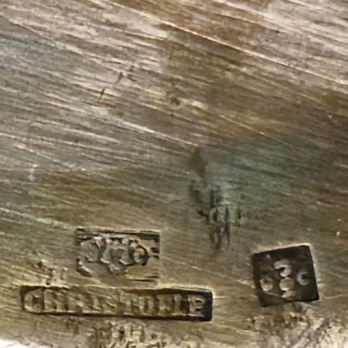 Silver-plated basin with Aristotle Onasis Ω monogram used, Christofle vintage