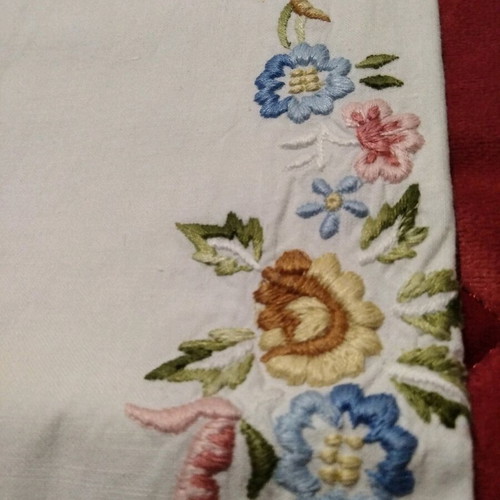 Vintage handmade trousseau pillowcases 1978 new with embroidery