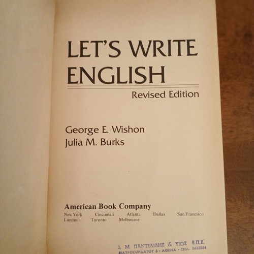 Let's Write English book used, George E. Wishon & Julia M. Barks