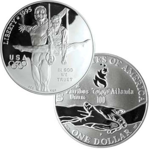 Ασημένιο δολάριο Proof 1995 U.S. Mint Ολυμπιακοί Αγώνες 1996 Γυμναστική καινούργιο
