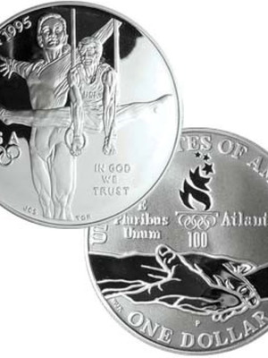Ασημένιο δολάριο Proof 1995 U.S. Mint Ολυμπιακοί Αγώνες 1996 Γυμναστική καινούργιο