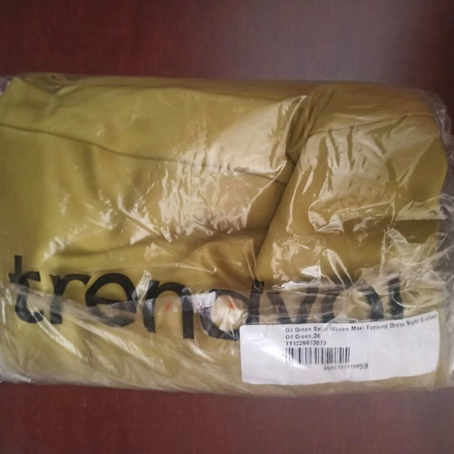 Maxi satin dress Trendyol new, size 38, olive-lime green