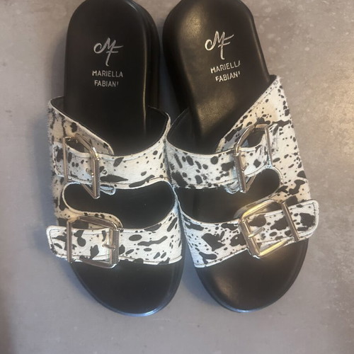Mariella Fabiani zebra pony skin platform sandals, size 40