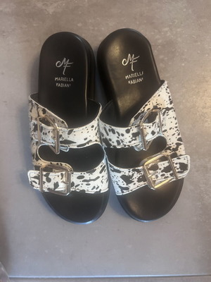 Mariella Fabiani zebra pony skin platform sandals, size 40