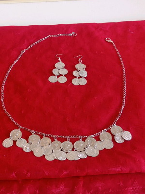 Silver necklace A.L.E. new with earrings in ethno boho style