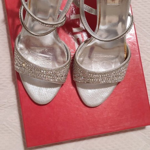 Nak high-heeled bridal sandals No 38 like new with rhinestones