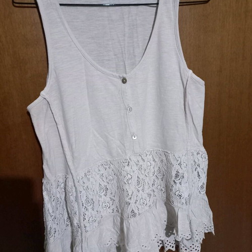 Makó blouse with lace like new, beige, size M