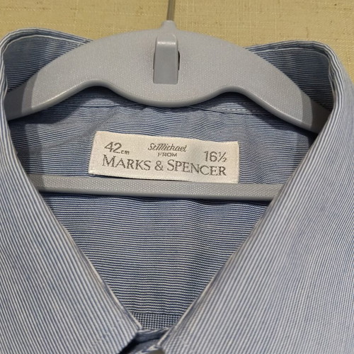 Marks & Spencer men's dress shirt, very narrow stripe, size XL