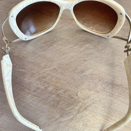 A.Kjaerbede glasses like new beige-gold with acetate and metal details