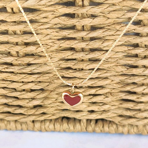 Steel Necklace New, red and gold colors