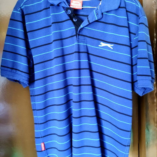 Slazenger men's blue striped polo size L like new