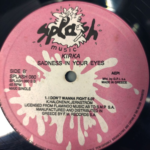 Kirka Sadness In Your Eyes 12" Vinyl Maxi Single used, pop ballad