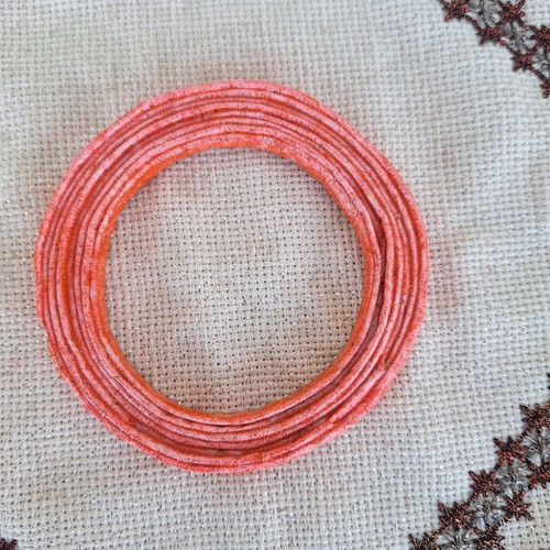 Bangle bracelet red made to order from recycled paper