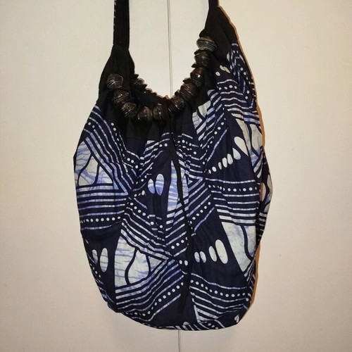 African Boho Style Shoulder Bag Blue Like New