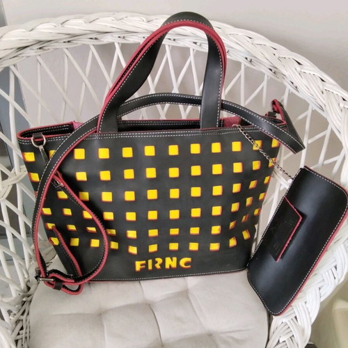 FRNC shoulder bag like new, black with yellow and red details