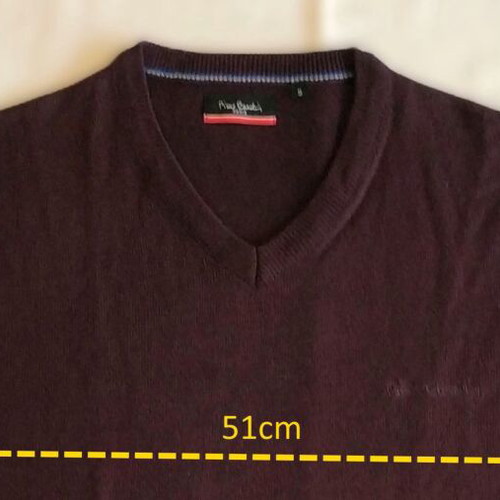 Pierre Cardin men's V-neck sweater like new, size S, burgundy
