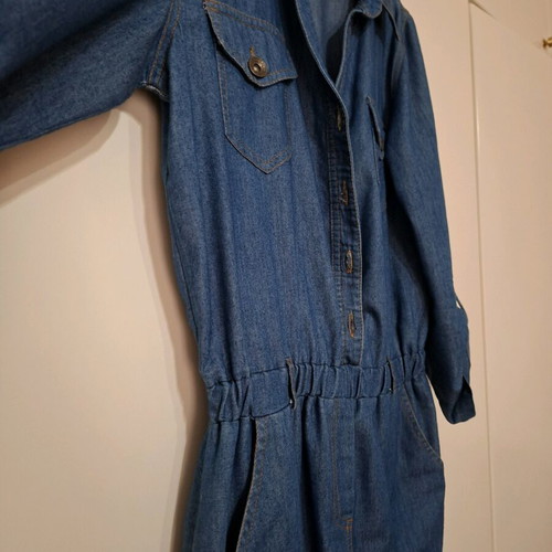 Derpouli denim dress like new with orange details, size S