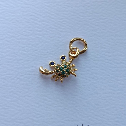 Pandora charm 14k gold-plated crab with zircon details new