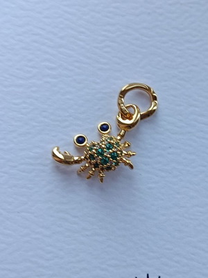 Pandora charm 14k gold-plated crab with zircon details new