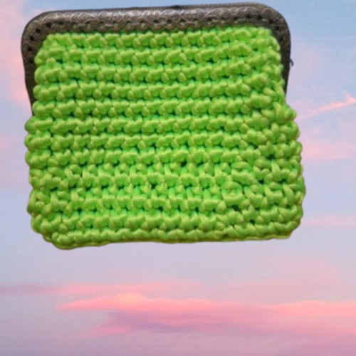 Handmade knitted wallet, green