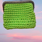 Handmade knitted wallet, green