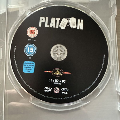 Platoon DVD like new without Greek subtitles