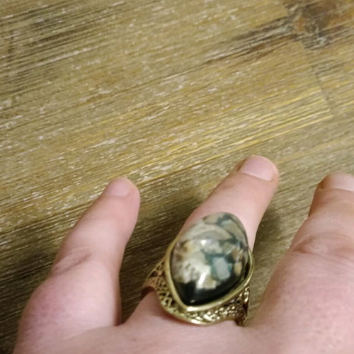 Marquise Oval Cabochon Women's Ring Steel Size 65 New