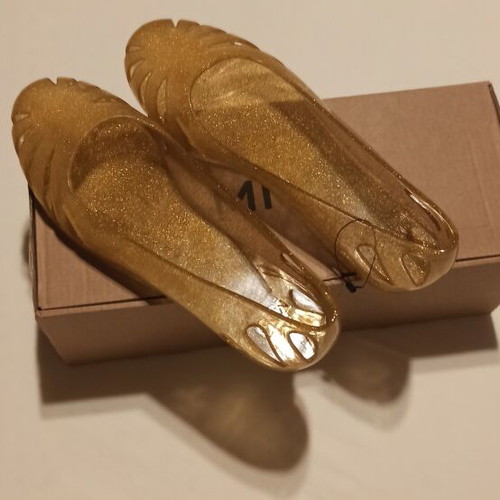 Mango ballerina jelly shoes size 38 new beige gold