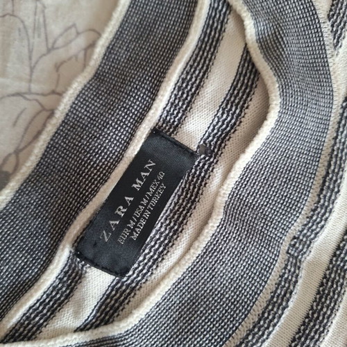 Men's blouse, white and gray, size M
