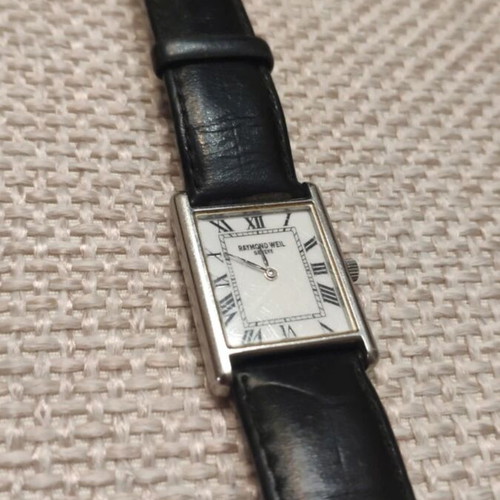 Raymond Weil Genève 5767 men's dress watch, black leather strap