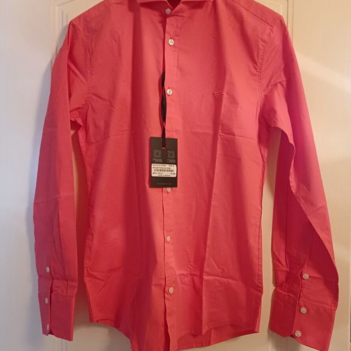 Stefan Fashion men's long-sleeve shirt new, size M, coral