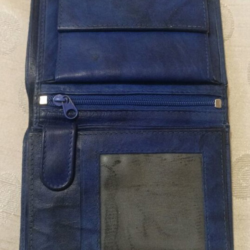 Leather wallet used, blue color
